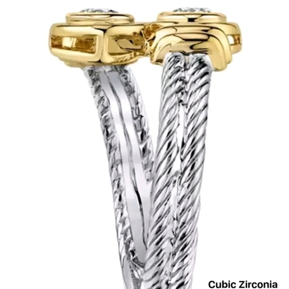 ๐NWOT Two Toned Gold & Silver Cable Designer Inspired Ring Size 7๐ - Picture 5 of 6